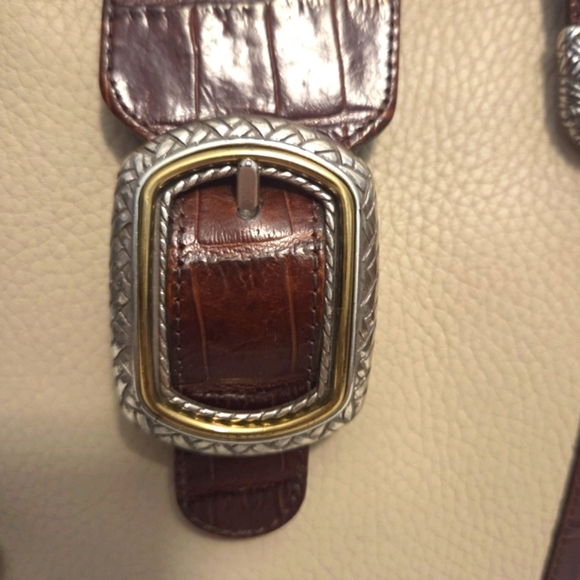 Vintage Y2K Brighton Crossbody Bag Croc-Embossed Trim Pebbled Leather Western - Picture 4 of 16